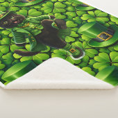 Lucky leprechaun black cat Saint Patrick's Day Pat シェルパブランケット (3/4)
