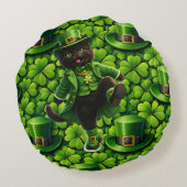 Lucky leprechaun black cat Saint Patrick's Day Pat ラウンドクッション (裏面)