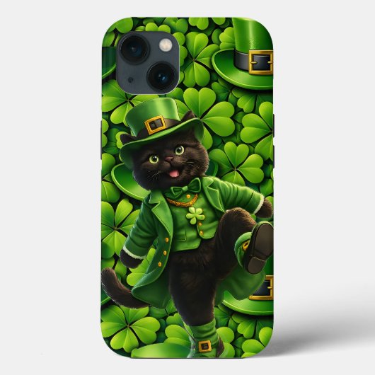 Lucky leprechaun black cat Saint Patrick's Day Pat Case-Mate iPhoneケース (裏面)