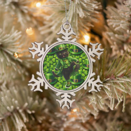 Lucky leprechaun black cat snowflake ornament スノーフレークピューターオーナメント