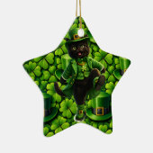 Lucky leprechaun black cat snowflake ornament Sain セラミックオーナメント (右)