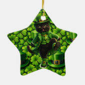 Lucky leprechaun black cat snowflake ornament Sain セラミックオーナメント (裏面)