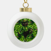 Lucky leprechaun black cat snowflake ornament Sain セラミックボールオーナメント (正面)