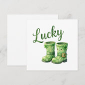 Lucky Leprechaun Boots Watercolor Patrick's Day  シーズンカード (正面/裏面)
