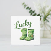 Lucky Leprechaun Boots Watercolor Patrick's Day  シーズンカード (スタンド正面)