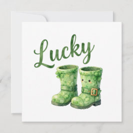 Lucky Leprechaun Boots Watercolor Patrick's Day シーズンカード