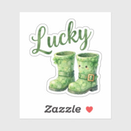 Lucky Leprechaun Boots Watercolor Patrick's Day シール