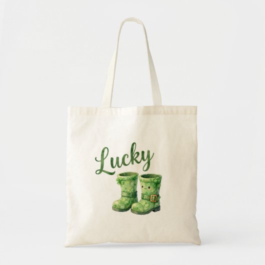 Lucky Leprechaun Boots Watercolor Patrick's Day  トートバッグ (正面)