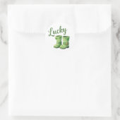 Lucky Leprechaun Boots Watercolor Patrick's Day  ラウンドシール (バッグ)