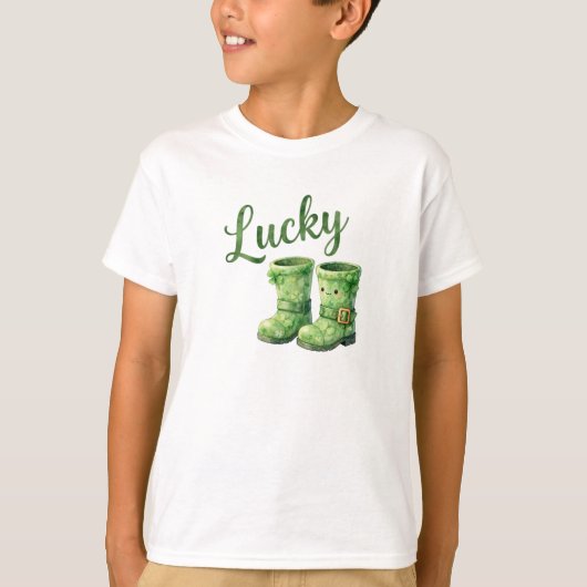 Lucky Leprechaun Boots Watercolor Patrick's Day  Tシャツ (正面)