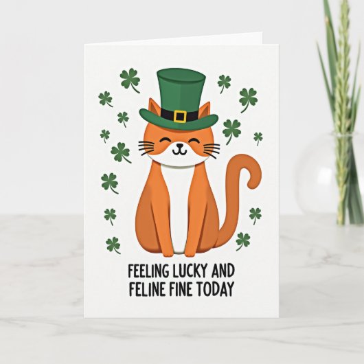 Lucky Leprechaun Cat Art Card カード (正面)