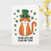 Lucky Leprechaun Cat Art Card カード (黄色い花)