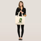 Lucky Leprechaun Cat Tote Bag ラージトートバッグ (正面(モデル))