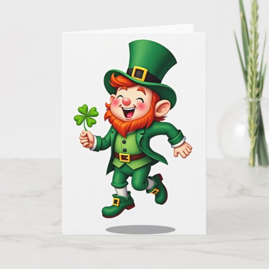 Lucky Leprechaun Four Leaf Clover Card カード (正面)