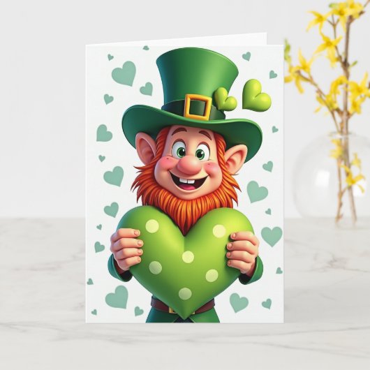 Lucky Leprechaun Heart Card カード (黄色い花)