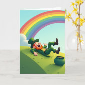 Lucky Leprechaun Laughing Card カード (黄色い花)