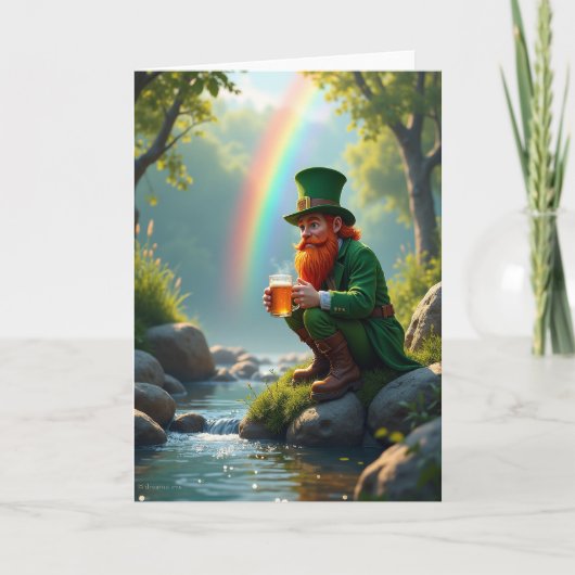Lucky Leprechaun Scene Greeting Card カード (正面)