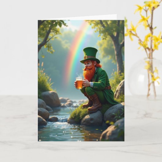Lucky Leprechaun Scene Greeting Card カード (黄色い花)