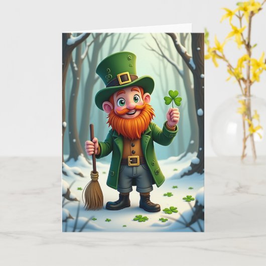 Lucky Leprechaun Winter Card カード (黄色い花)