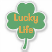 Lucky Life Four-Leaf Clover St Patrick's Day シール (正面)