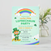 Lucky Little Leprechaun Rainbow Kid Birthday Party 招待状 (スタンド正面)