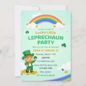 Lucky Little Leprechaun Rainbow Kid Birthday Party 招待状 (正面)