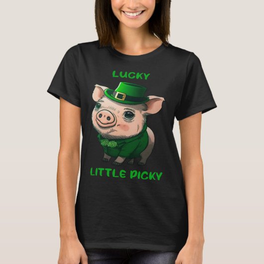 Lucky Little Picky Pig St Patricks Day Irish Lepre Tシャツ (正面)