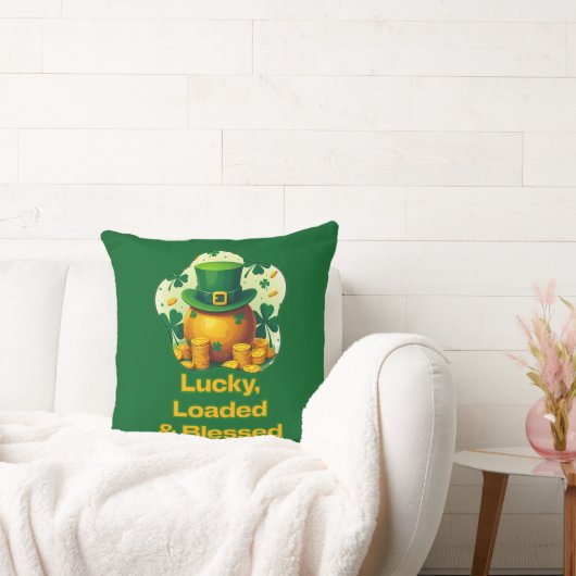 Lucky Loaded Blessed St Patrick’s Day - almofada クッション (ソファ)