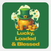 Lucky Loaded Blessed St Patrick’s Day -Autocolante スクエアシール (正面)