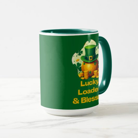 Lucky Loaded Blessed St Patrick’s Day  - caneca マグカップ (正面右)