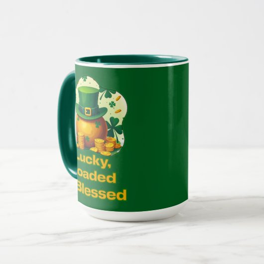 Lucky Loaded Blessed St Patrick’s Day  - caneca マグカップ (正面左)