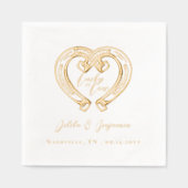 Lucky Love Rustic Western Horseshoe Heart Wedding 箔ナプキン (正面)
