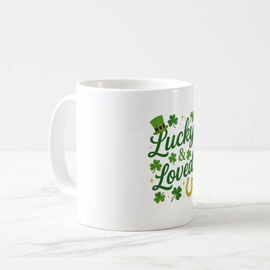 Lucky & Loved Mug | St. Patrick’s Day Coffee Cup コーヒーマグカップ (正面左)
