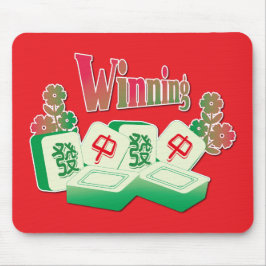 Lucky Mahjong Winning Tiles Green Floral マウスパッド