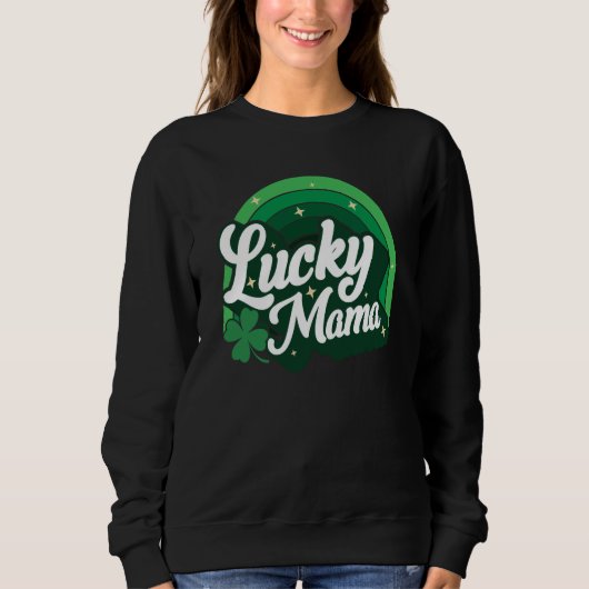 Lucky Mama Shamrock Women St Patrick's Day Ireland スウェットシャツ (正面)