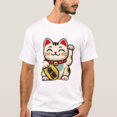 Lucky Maneki-neko: A Charm for Wealth and Fortune Tシャツ (正面)