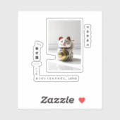 "Lucky Maneki Neko & Japanese Calligraphy Design" シール (シート)