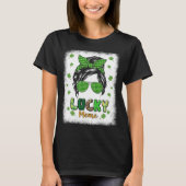Lucky Meme Messy Bun St Patricks Day for Women Tシャツ (正面)