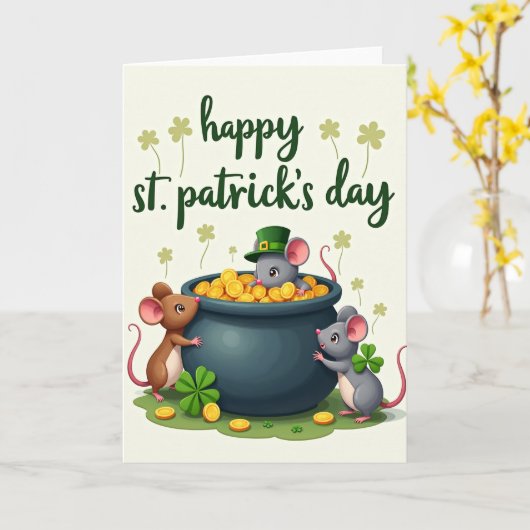 Lucky Mice St Patricks Day Card カード (黄色い花)