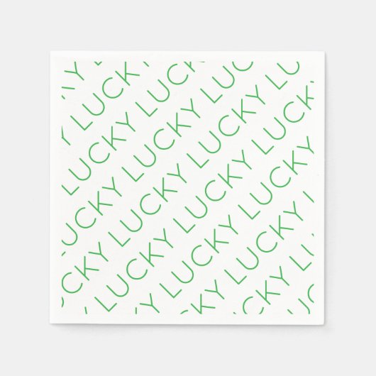 Lucky Modern Typography Shamrocks Irish Fun スタンダードカクテルナプキン (正面)