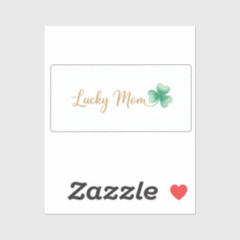 Lucky Mom Elegant Script Heart Shamrock St Patrick シール