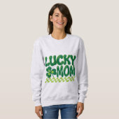 Lucky Mom Shamrock Checkerboard St. Patrick's Day スウェットシャツ (正面フル)