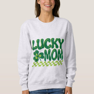 Lucky Mom Shamrock Checkerboard St. Patrick's Day スウェットシャツ