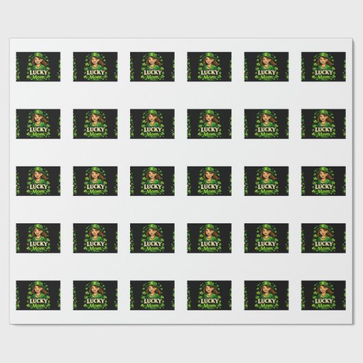 Lucky Mom – St. Patrick’s Day Clover Design ラッピングペーパー (フラット)