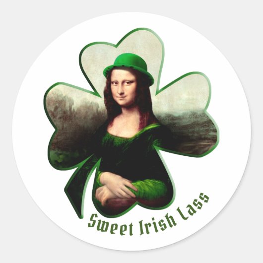 Lucky Mona Lisa St. Patrick's Day ラウンドシール (正面)