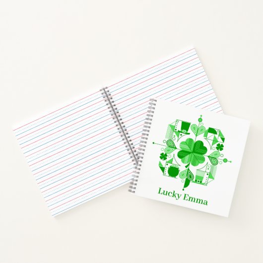Lucky Name Personalized Clover Design ノートブック (内部)