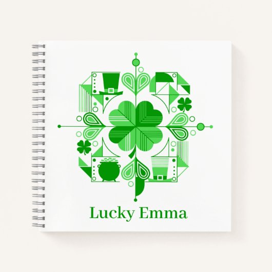 Lucky Name Personalized Clover Design ノートブック (正面)