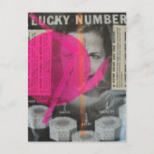 Lucky Number lady Mixed media collage ポストカード (正面)