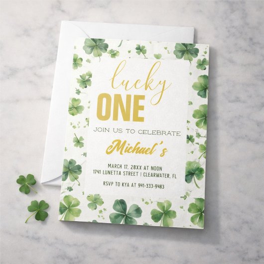Lucky One | 聖パトリックの祝日+1歳の誕生日 招待状