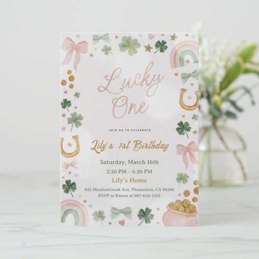 Lucky One 1st Birthday Invitation 招待状 (スタンド正面)